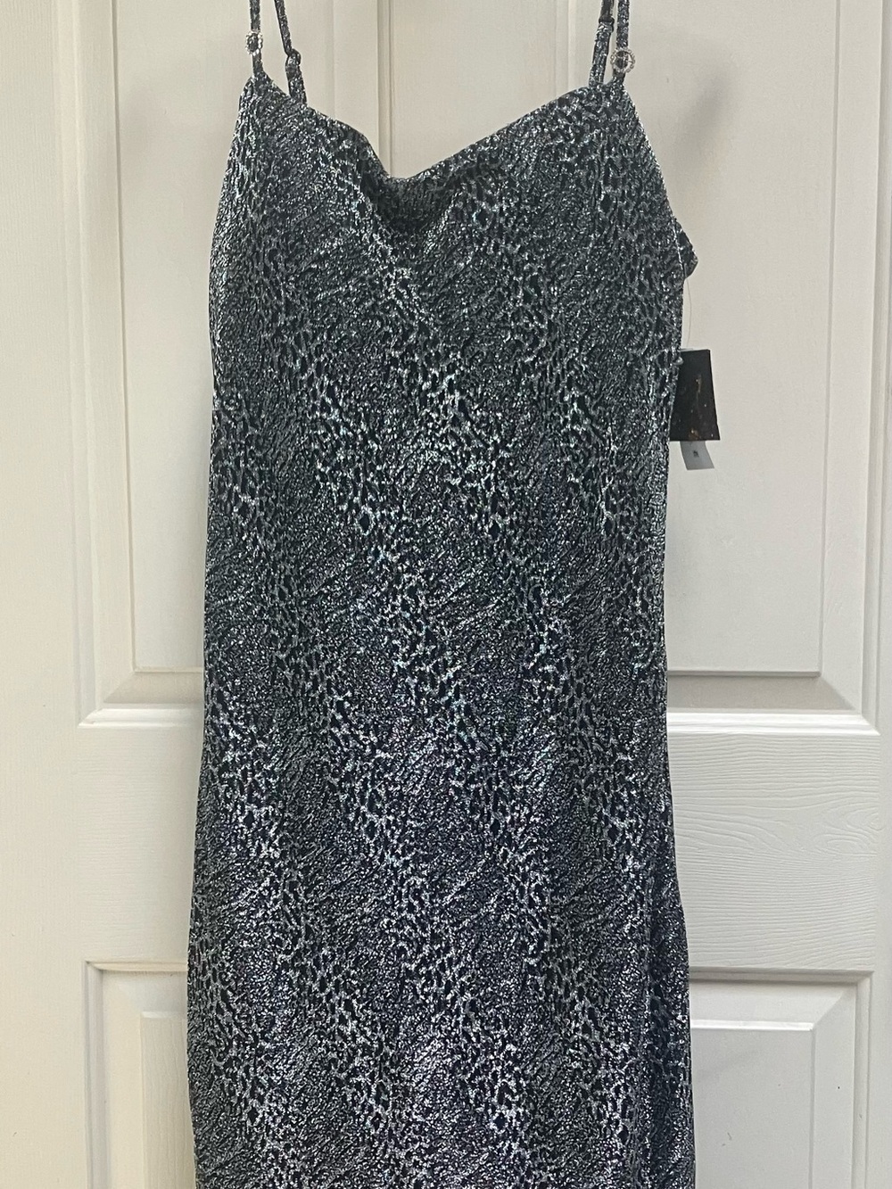 NWT Planet Gold silver shimmer leopard print dress with spaghetti straps size XL
